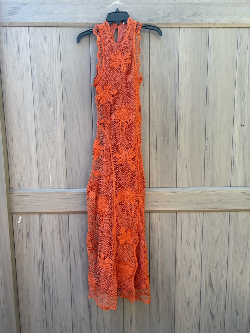 H&M STUDIO RUFFLED CROCHET-LOOK DRESS Orange/Sunflowers - Picture 12 of 16